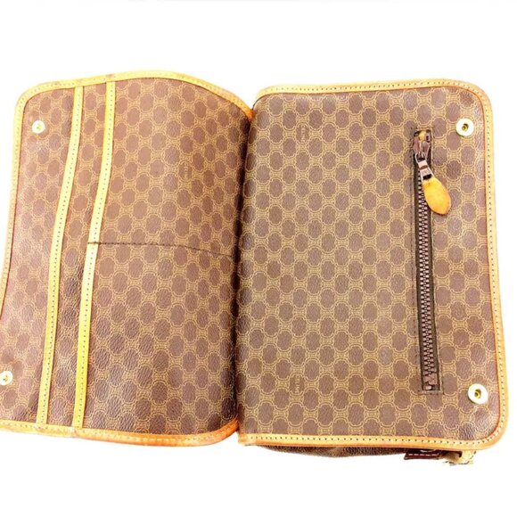 CELINE Clutch Bag Macadam Beige PVC Leather Used Authentic T10374 - Picture 9 of 9